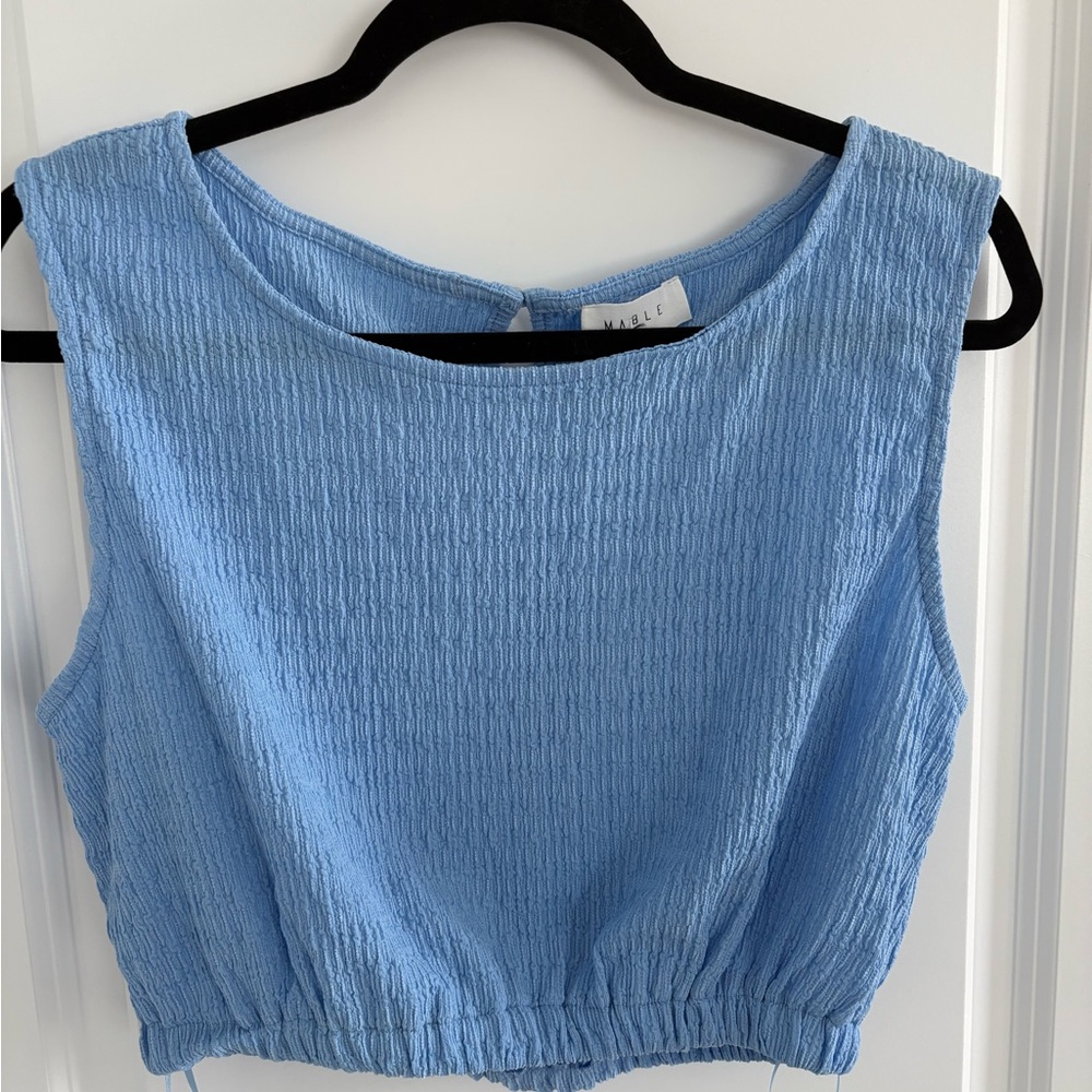 MABLE Cropped Sky Blue Textured Tank Top NWOT Size Large